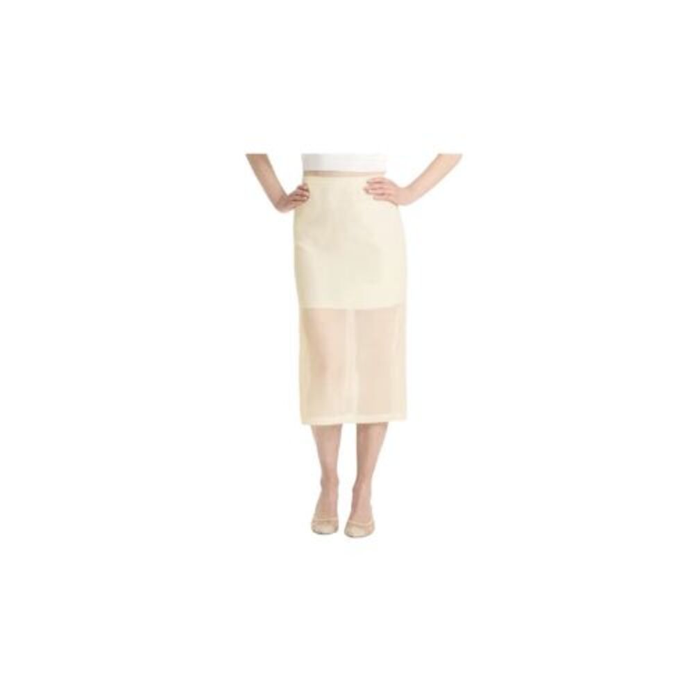 A New Day Sheer Midi A-line Skirt Side Zip/clasp Cream Size 12 NWT